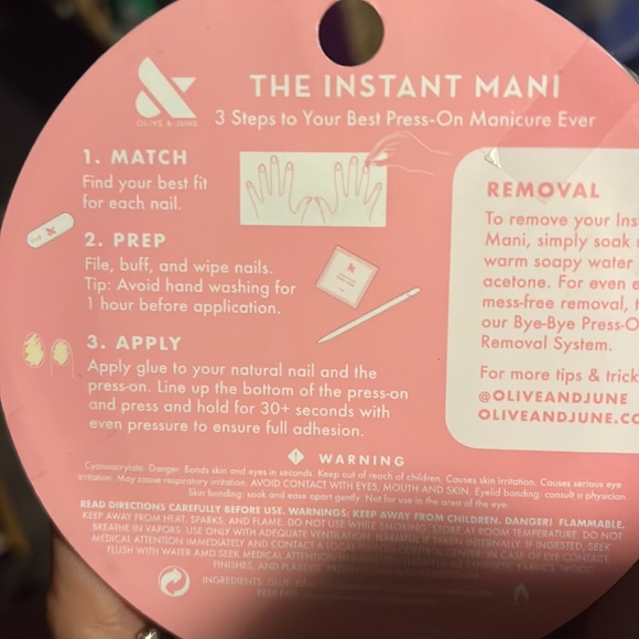 Brand new in package press on nails by the instant Manny, dark blue with floral - Picture 6 of 6